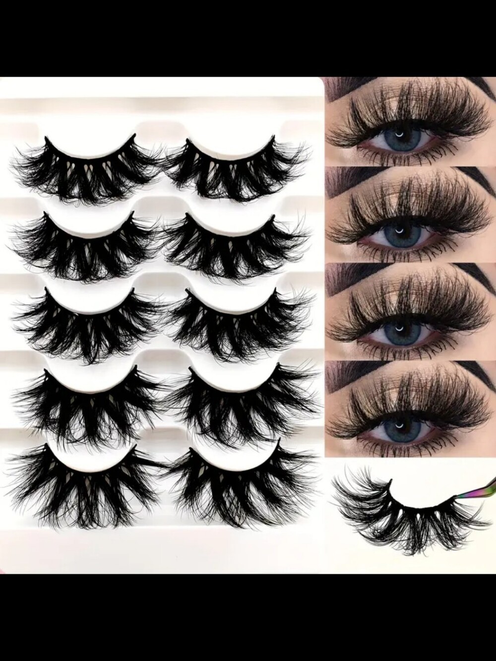 5-Pair Pack Cat-Eye False Eyelash Extensions